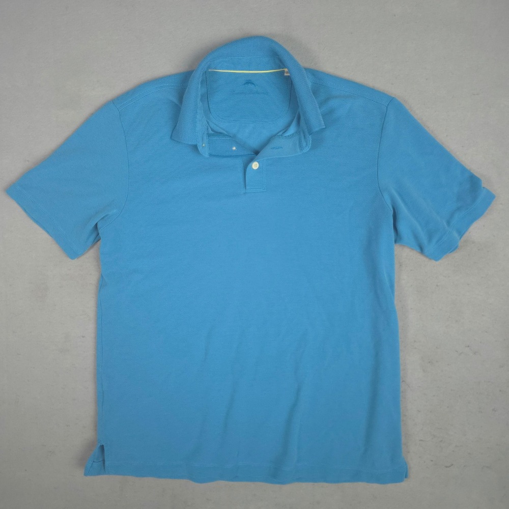 Tommy Bahama Mens Blue Modal Blend Short Sleeve Polo Shirt Size Large